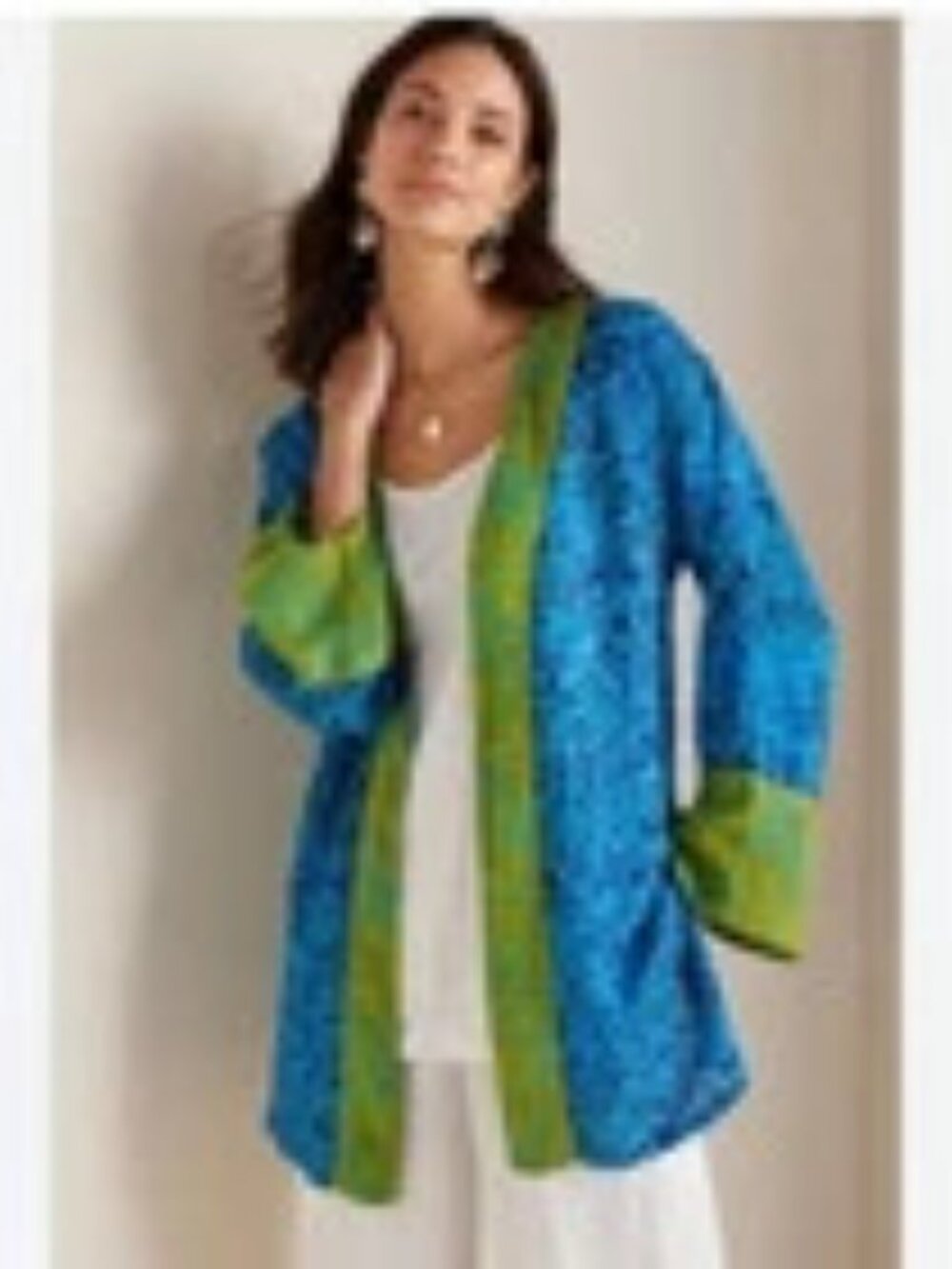 Soft surroundings L Fish Rayon Topper Jacket Top